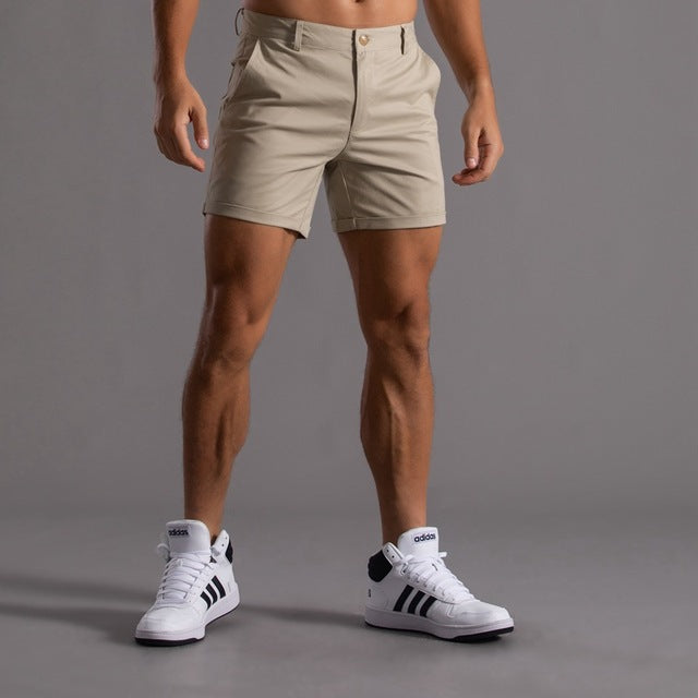 Men's Cotton Chino Shorts Knee-Length Khaki