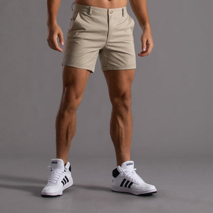 Men's Cotton Chino Shorts Knee-Length Khaki