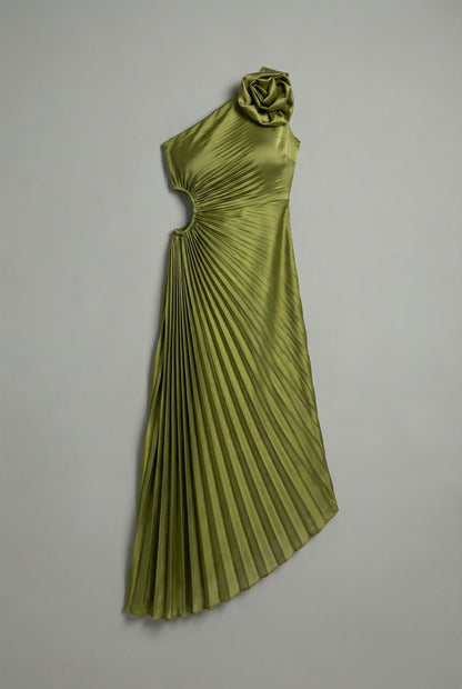 Robe midi plissée asymétrique Damen Ascot