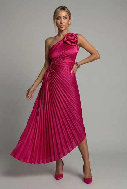 Robe midi plissée asymétrique Damen Ascot