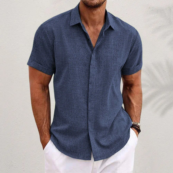 Short-sleeve linen shirt men summer style breathable loose fit