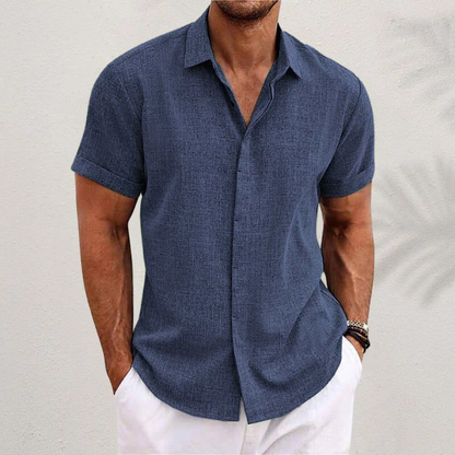Short-sleeve linen shirt men summer style breathable loose fit