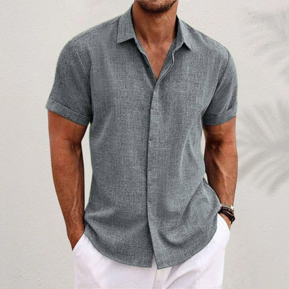 Short-sleeve linen shirt men summer style breathable loose fit