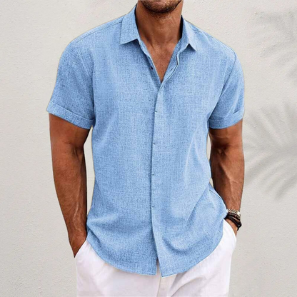 Short-sleeve linen shirt men summer style breathable loose fit