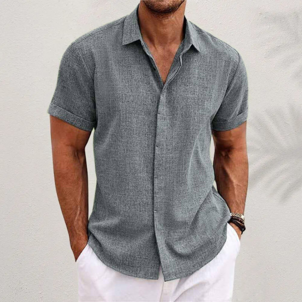 Short-sleeve linen shirt men summer style breathable loose fit