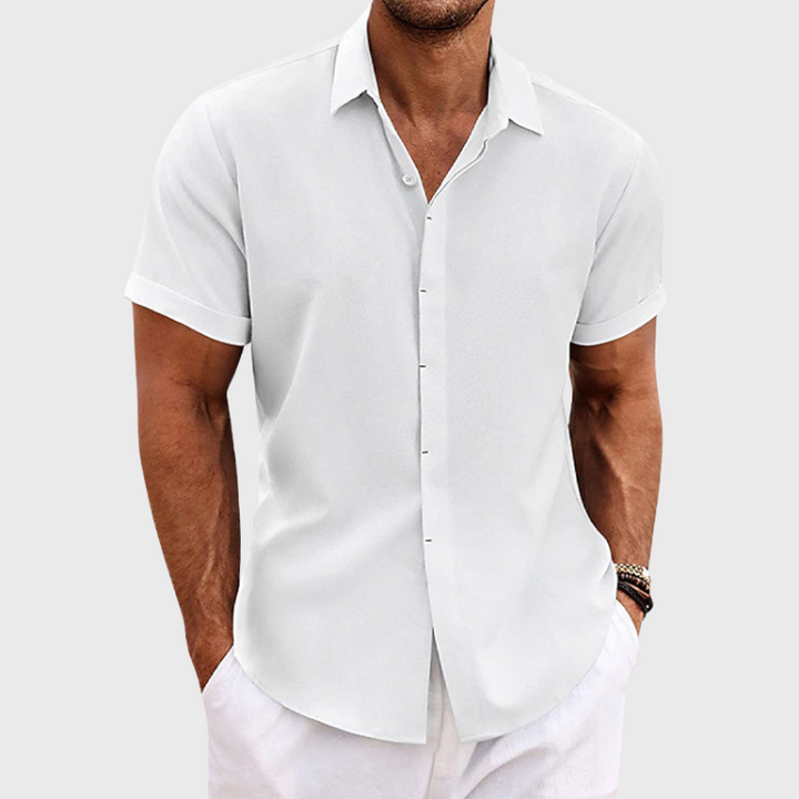 Short-sleeve linen shirt men summer style breathable loose fit