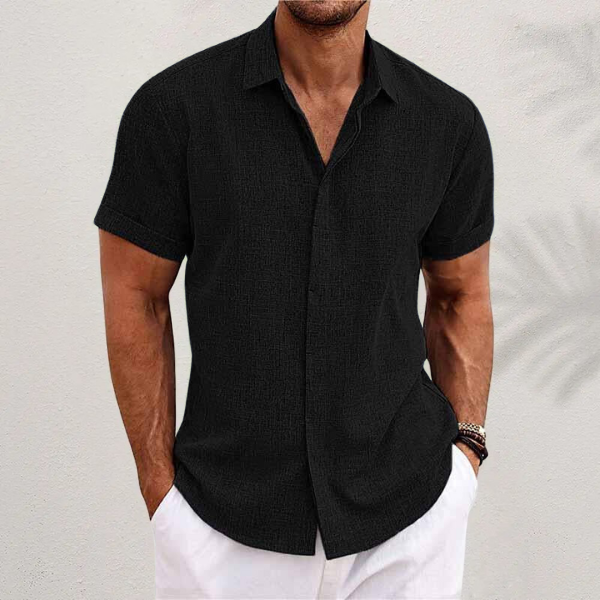 Short-sleeve linen shirt men summer style breathable loose fit