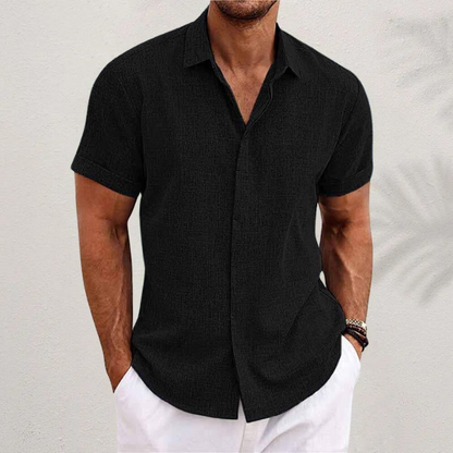 Short-sleeve linen shirt men summer style breathable loose fit