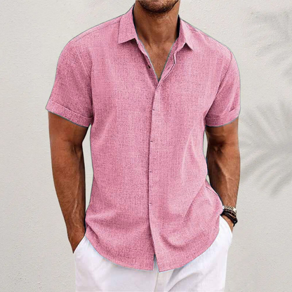 Short-sleeve linen shirt men summer style breathable loose fit