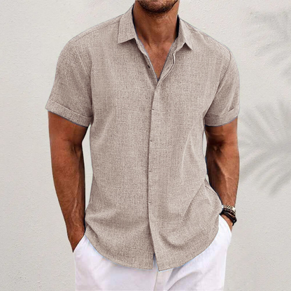 Short-sleeve linen shirt men summer style breathable loose fit