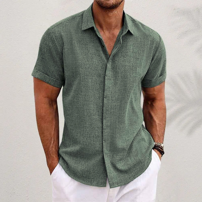 Short-sleeve linen shirt men summer style breathable loose fit