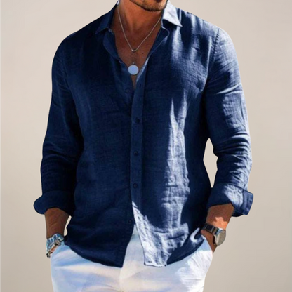 Men's Casual Long-Sleeve Shirt with Buttons