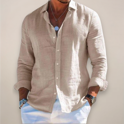 Men's Casual Long-Sleeve Shirt with Buttons