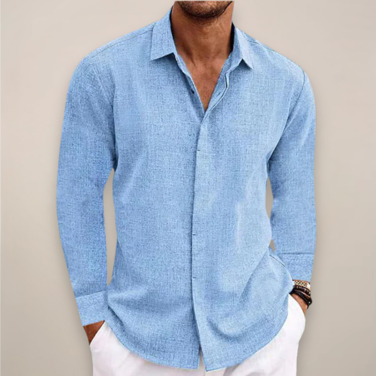 Men's Long-Sleeve Shirt with Button Placket