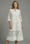Embroidered Midi Dress for Women – Elegant Lace Details & Relaxed Fit