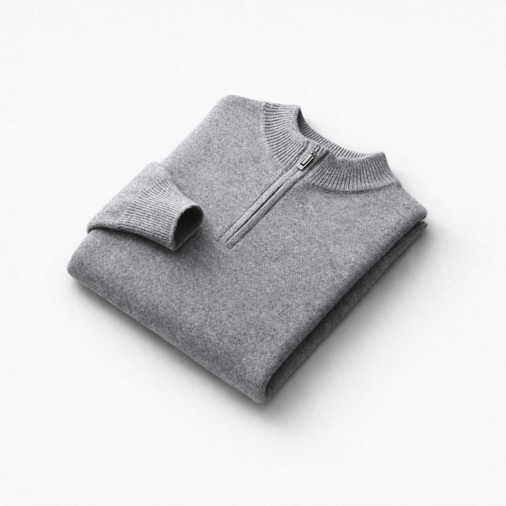 Men's Cashmere Zip-Up Sweater gray