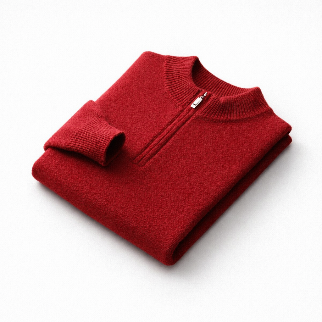 Men's Cashmere Zip-Up Sweater red