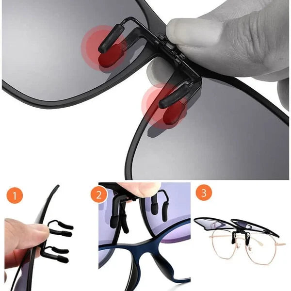 Nouveaux lunettes de soleil pliantes à clip polarisées