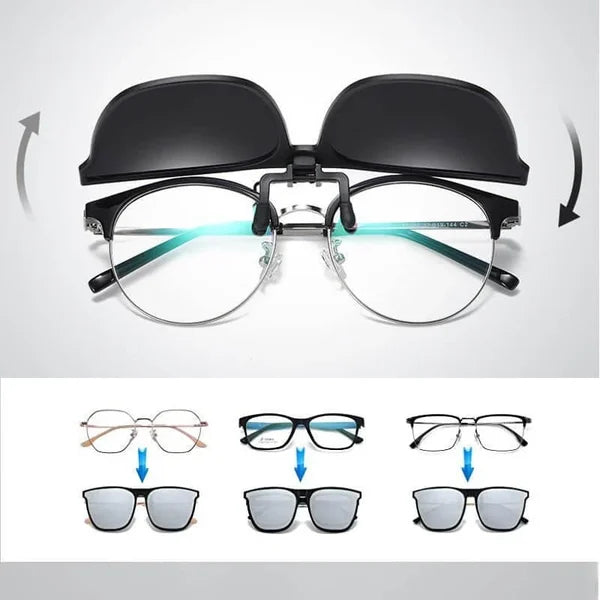 Nouveaux lunettes de soleil pliantes à clip polarisées