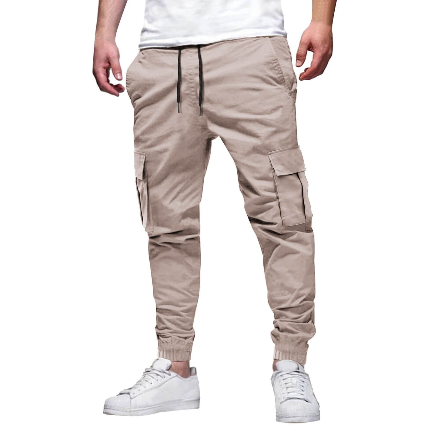 Pantalon jogger cargo pour hommes - Slim Fit - coton stretch - taille et chevilles élastiques