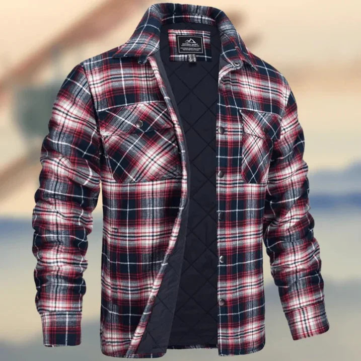 Chemise à manches longues à carreaux pour hommes | Boutons en bas