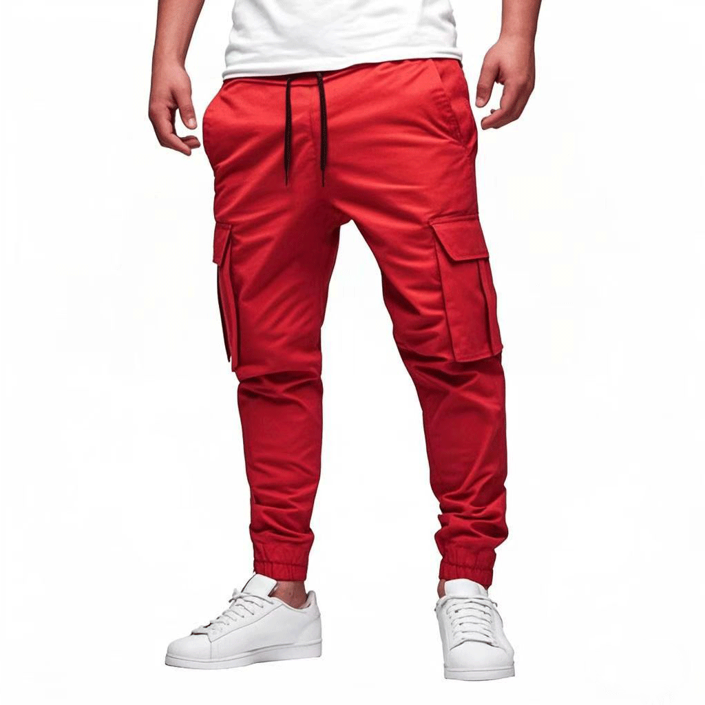 Pantalon jogger cargo pour hommes - Slim Fit - coton stretch - taille et chevilles élastiques