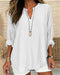 Women's Long-Sleeve Blouse Cotton-Linen Stand Collar Loose Fit