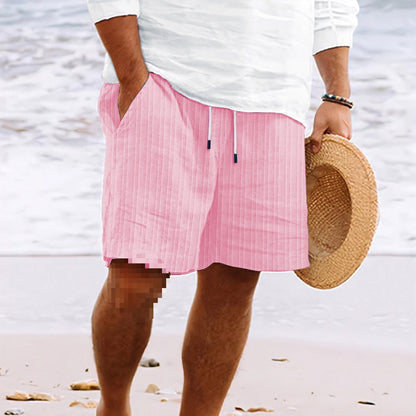 Shorts homme mélange lin-coton coupe décontractée avec poches