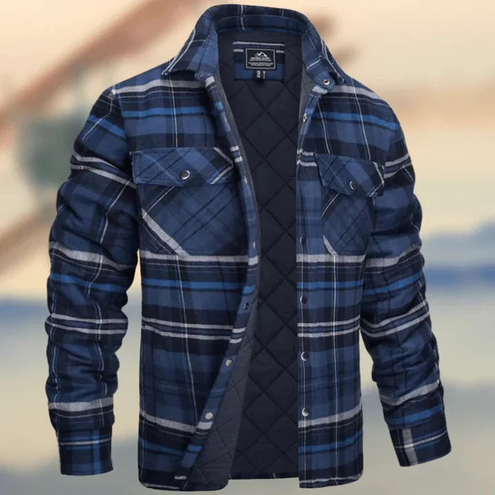 Chemise à manches longues à carreaux pour hommes | Boutons en bas
