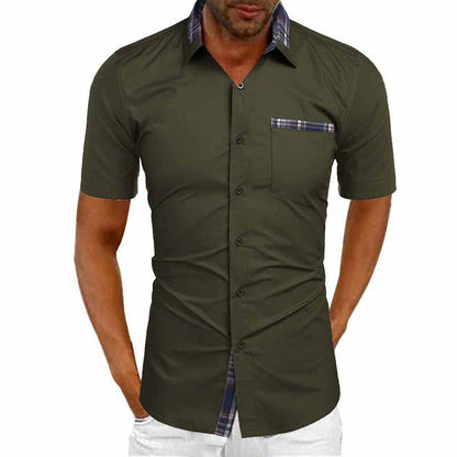 Chemise à manches courtes pour hommes - Slim Fit chemise d'été en coton respirant pour travail et loisirs