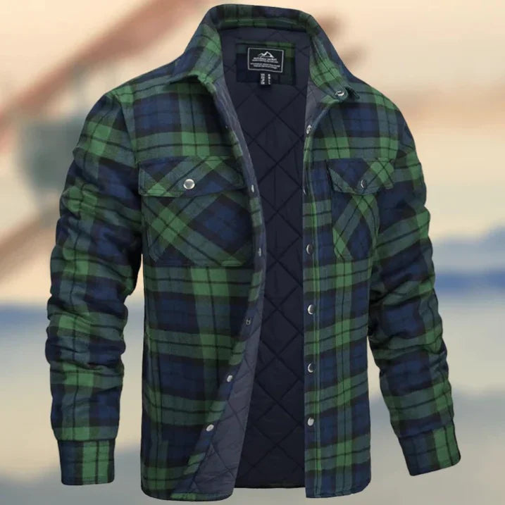 Chemise à manches longues à carreaux pour hommes | Boutons en bas