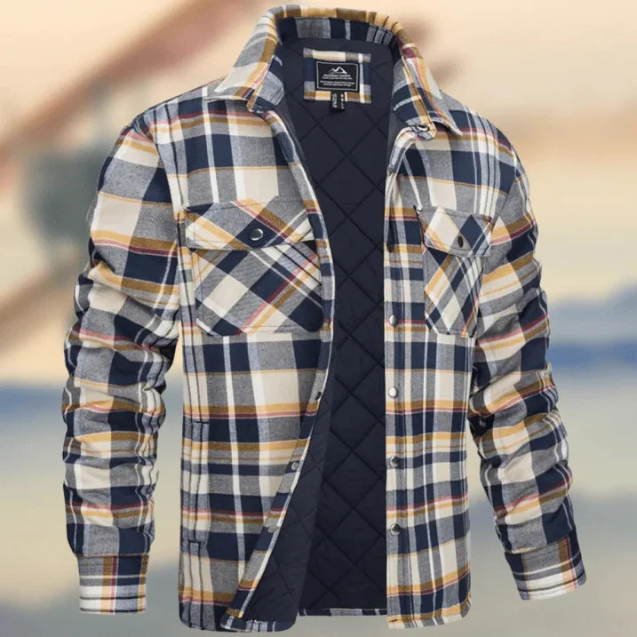 Chemise à manches longues à carreaux pour hommes | Boutons en bas