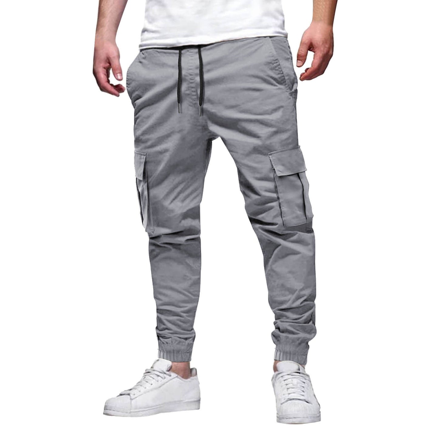 Pantalon jogger cargo pour hommes - Slim Fit - coton stretch - taille et chevilles élastiques