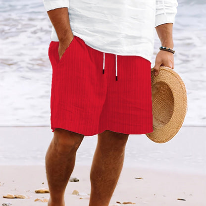 Shorts homme mélange lin-coton coupe décontractée avec poches