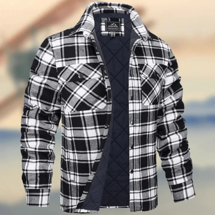 Chemise à manches longues à carreaux pour hommes | Boutons en bas