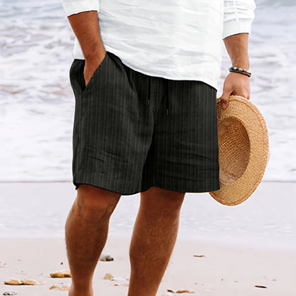 Shorts homme mélange lin-coton coupe décontractée avec poches