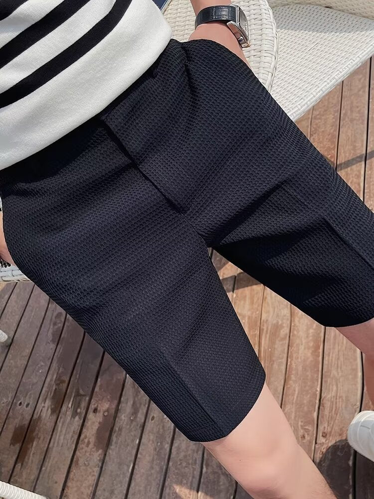 Tailored Shorts for Men - Slim Fit - Knee-Length - Button Placket - Belt Loops