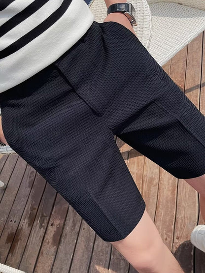 Tailored Shorts for Men - Slim Fit - Knee-Length - Button Placket - Belt Loops