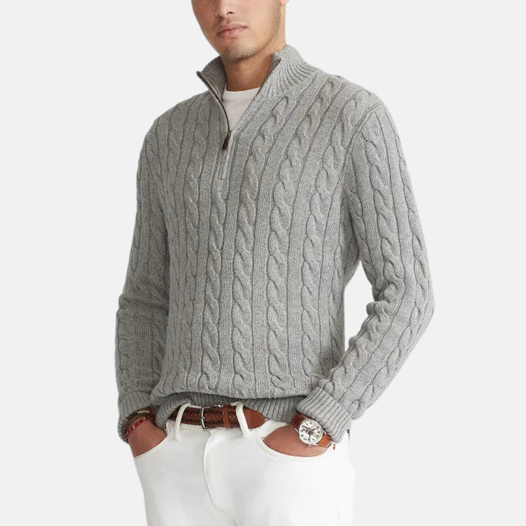 Pull à demi-fermeture éclair pour hommes – Motif torsadé intemporel rencontre raffinement moderne