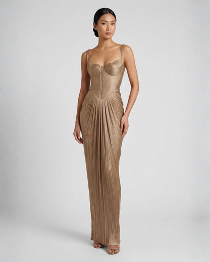 Pleated Maxi Dress Cléophée