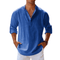 Coupe décontractée – Henley en lin pour homme