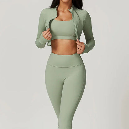 Ensemble Pilates 3 pièces pour femme | Confortable avec leggings, haut et gilet