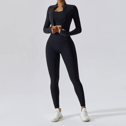 Ensemble Pilates 3 pièces pour femme | Confortable avec leggings, haut et gilet