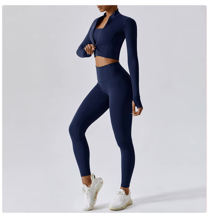 Ensemble Pilates 3 pièces pour femme | Confortable avec leggings, haut et gilet