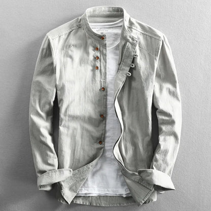 Chemise moderne slim fit avec col mao et manches longues