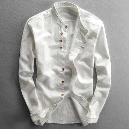 Chemise moderne slim fit avec col mao et manches longues