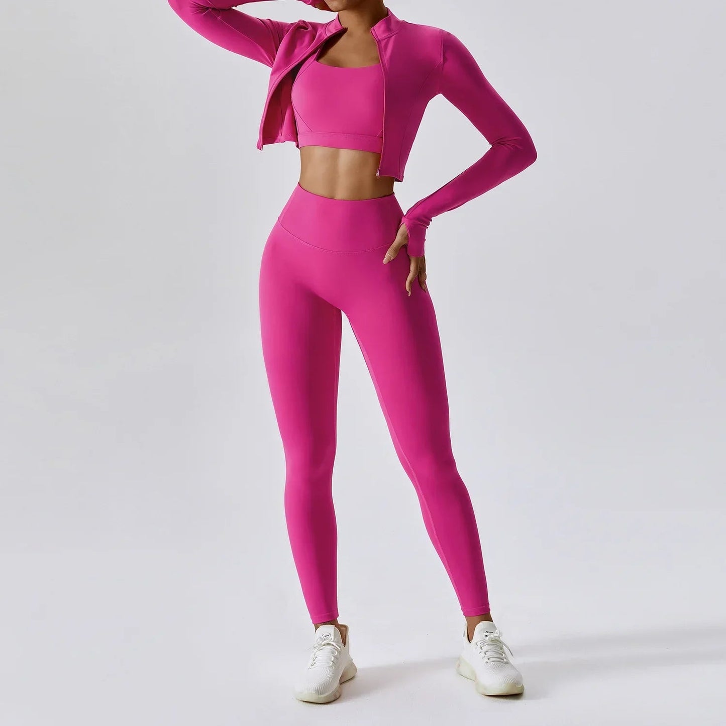 Ensemble Pilates 3 pièces pour femme | Confortable avec leggings, haut et gilet