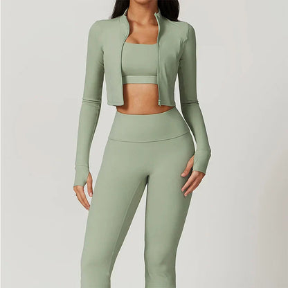 Ensemble Pilates 3 pièces pour femme | Confortable avec leggings, haut et gilet