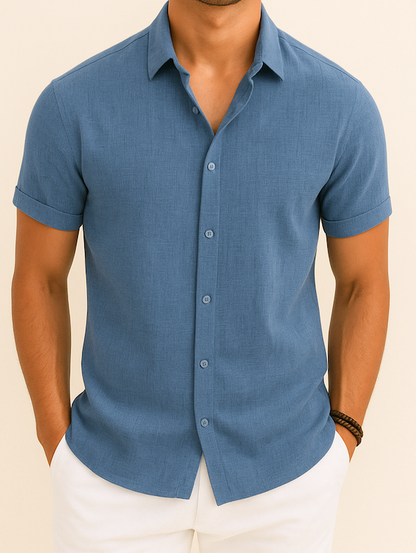 Vero - Chemise en lin à manches courtes pour hommes
