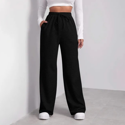 Casual joggers with high waist and wide leg